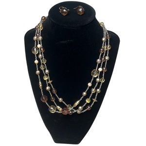 (NIB) BRAND NEW IN BOX — Y2K Brown & Gold Necklace & Earrings Set